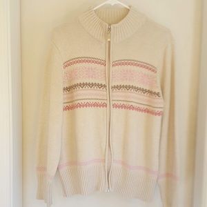 Karen Scott Cream Zipper Sweater